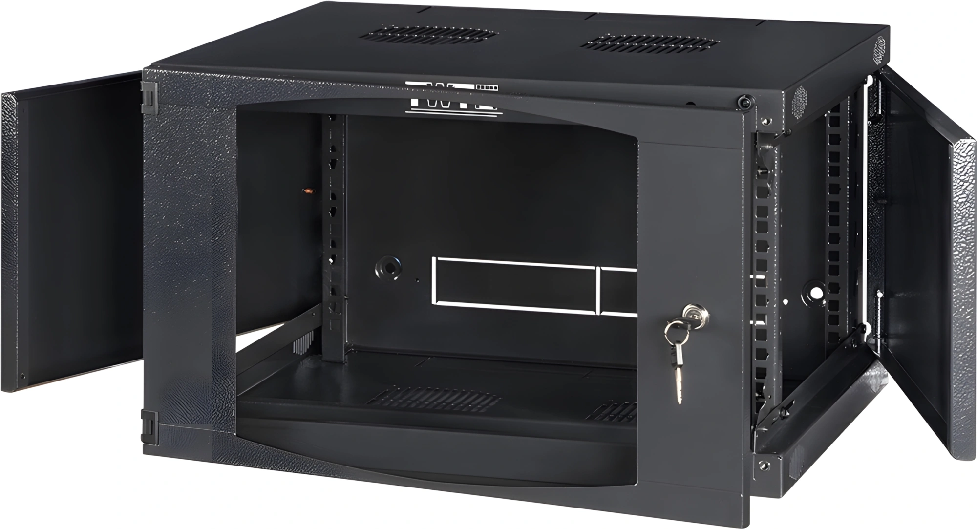 Шкаф коммутационный Lanmaster Next (TWT-CBWNG-9U-6X4-BK) настенный 9U 550x450мм пер.дв.стекл 60кг черный 15.5кг 494мм — миниатюра 6