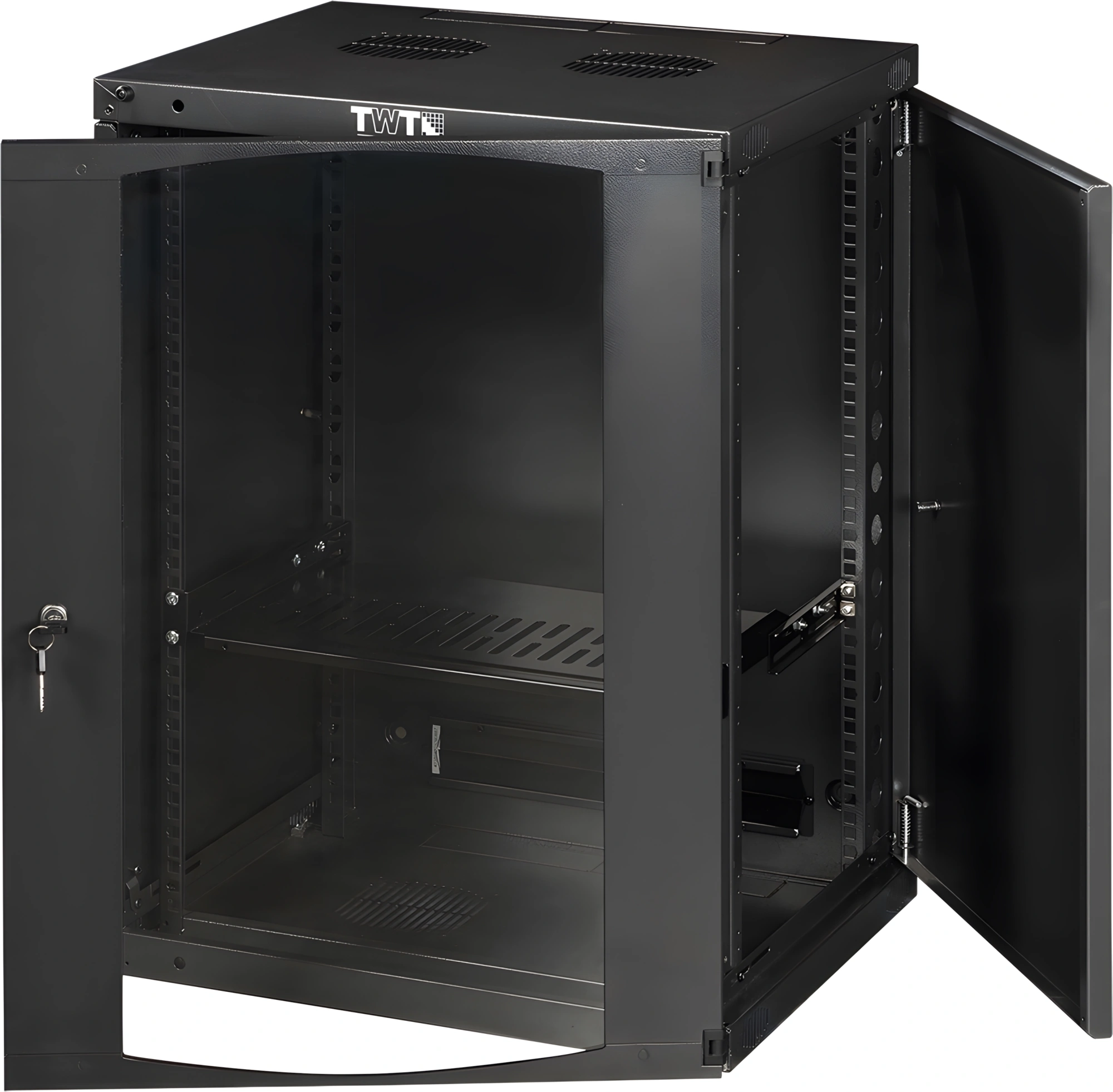 Шкаф коммутационный Lanmaster Next (TWT-CBWNG-9U-6X4-BK) настенный 9U 550x450мм пер.дв.стекл 60кг черный 15.5кг 494мм — миниатюра 4