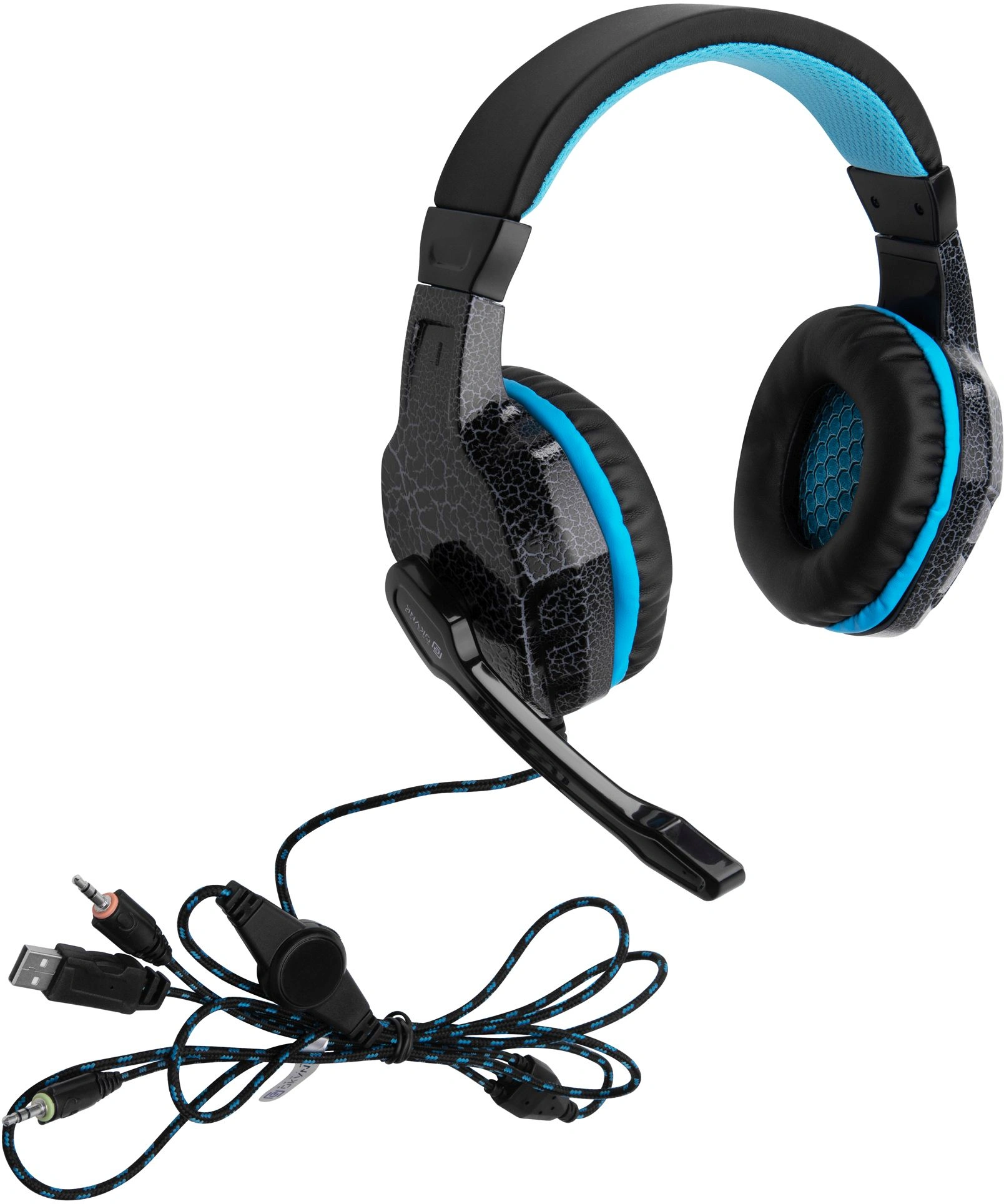 Наушники с микрофоном Оклик HS-L400G ZEUS черный/синий 2.2м мониторные оголовье (359480) — фото 1