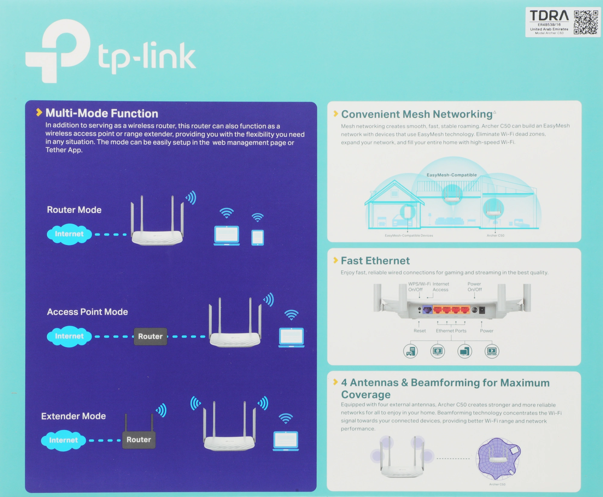 Роутер беспроводной TP-Link Archer C50 AC1200 10/100BASE-TX белый — миниатюра 18