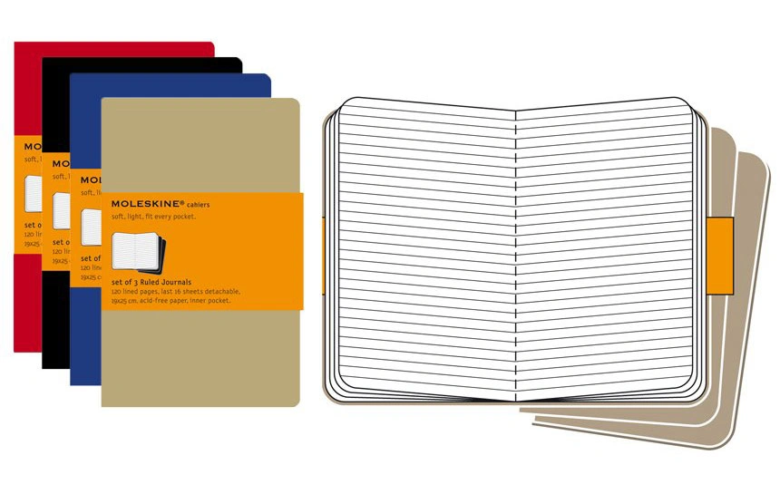 Блокнот Moleskine CAHIER JOURNAL QP421 XLarge 190х250мм обложка картон 120стр. линейка бежевый (3шт) — миниатюра 2