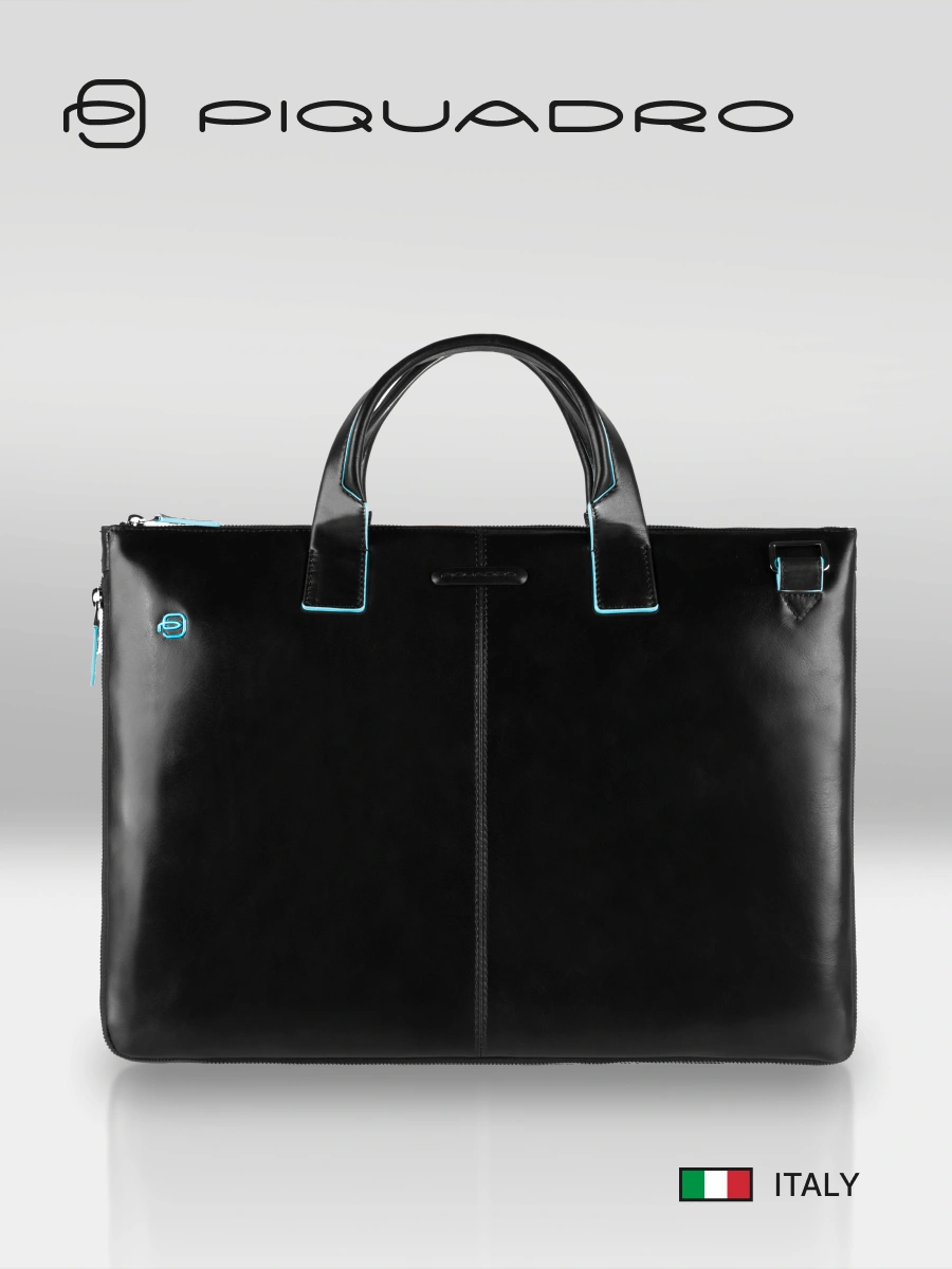 Деловая сумка Piquadro Blue Square CA4021B2/N с отделением для ноутбука 15.6" черная натур.кожа — миниатюра 8