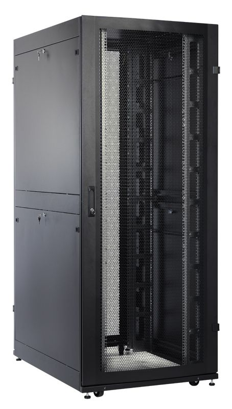Шкаф серверный ЦМО (ШТК-СП-48.8.10-44АА-9005) напольный 48U 800x1000мм пер.дв.перфор. 4 бок.пан. задн.дв.перфор. 1350кг черный 690мм 161кг 180град. 2215мм — фото 1