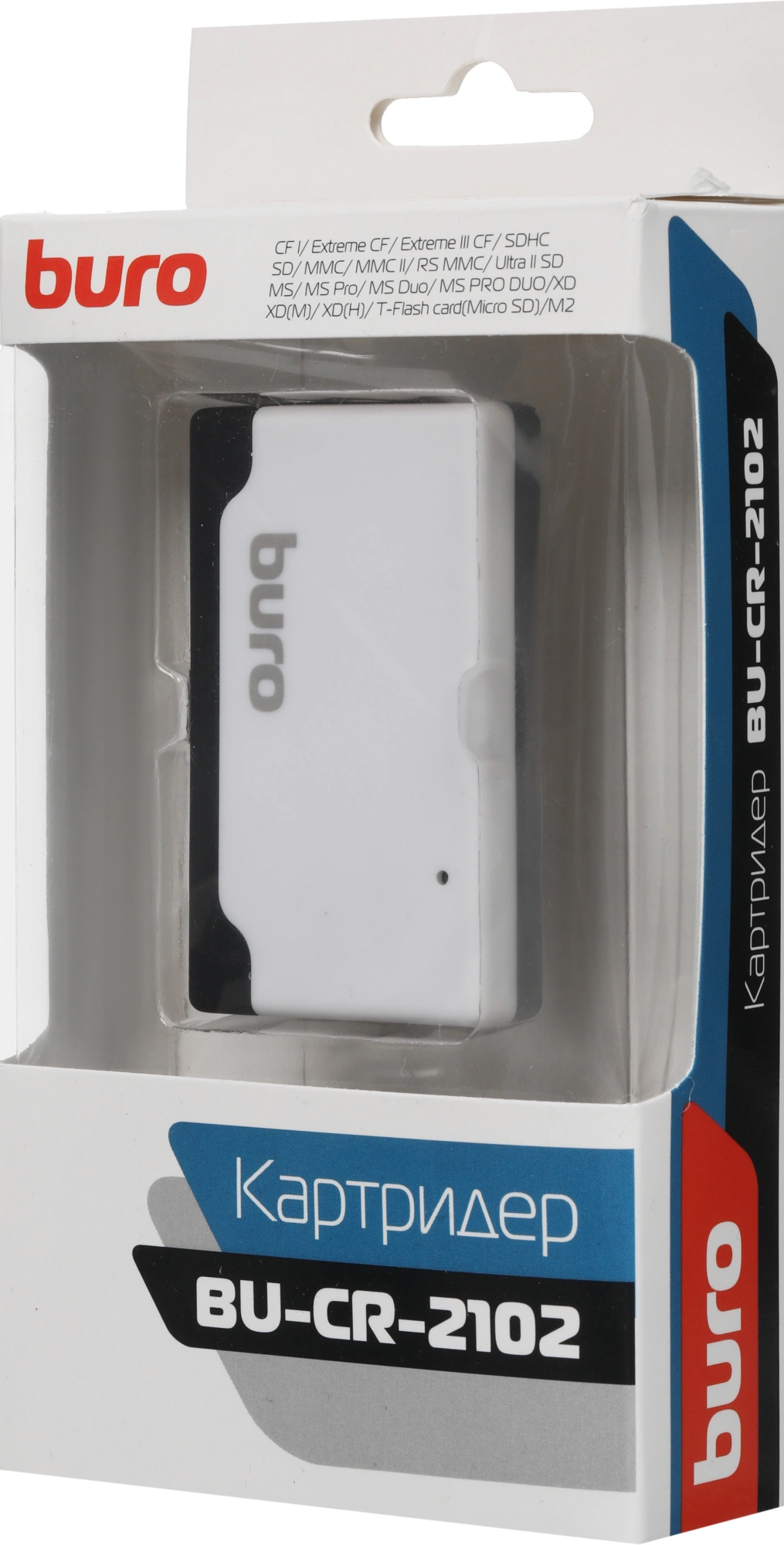 Устройство чтения карт памяти USB2.0 Buro BU-CR-2102 белый — миниатюра 2