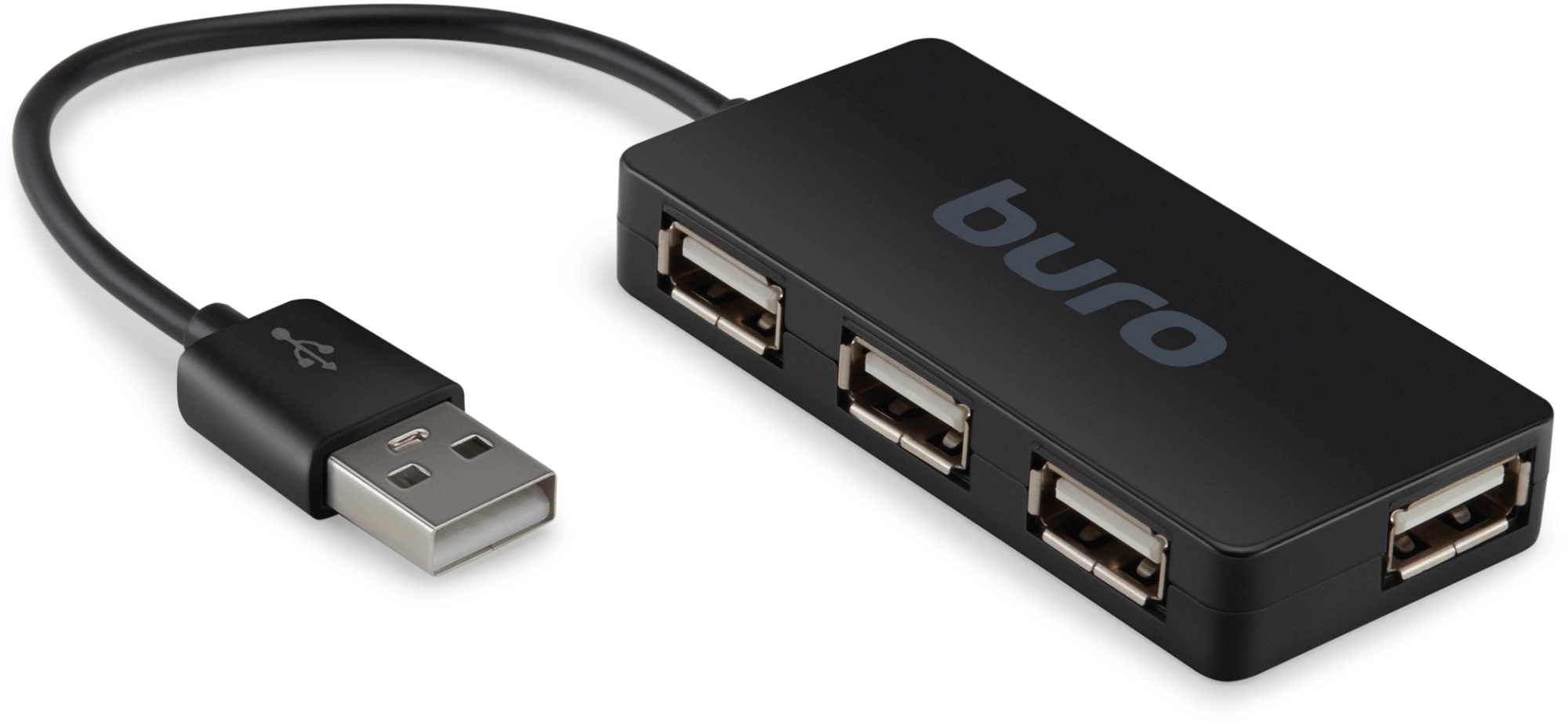 Разветвитель USB 2.0 Buro BU-HUB4-U2.0-Slim 4порт. черный — миниатюра 2