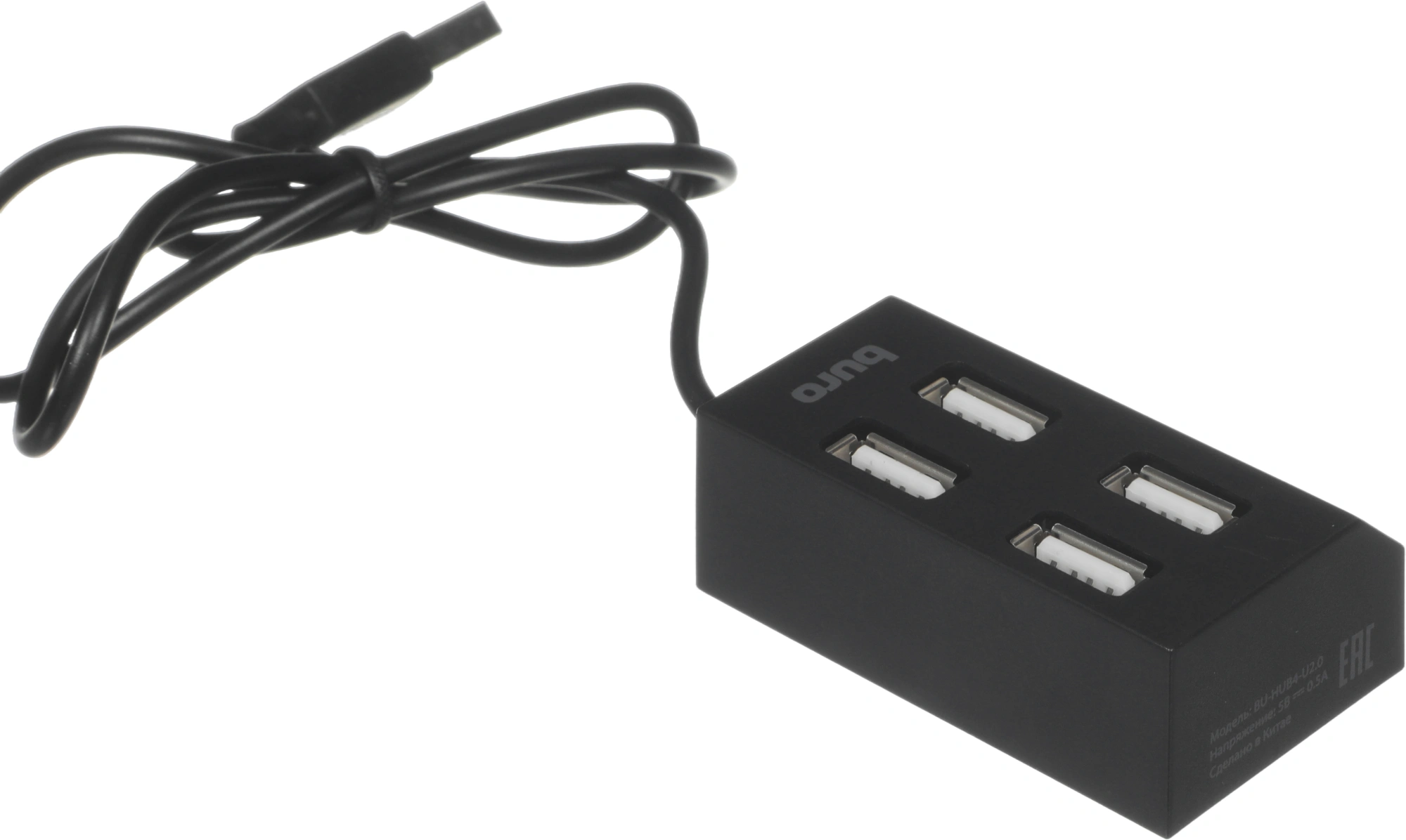 Разветвитель USB 2.0 Buro BU-HUB4-U2.0 4порт. черный — миниатюра 4