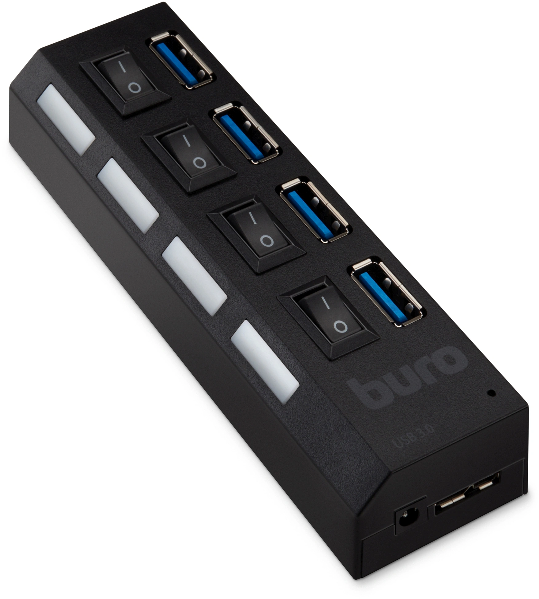 Разветвитель USB 3.0 Buro BU-HUB4-U3.0-L 4порт. черный — миниатюра 2