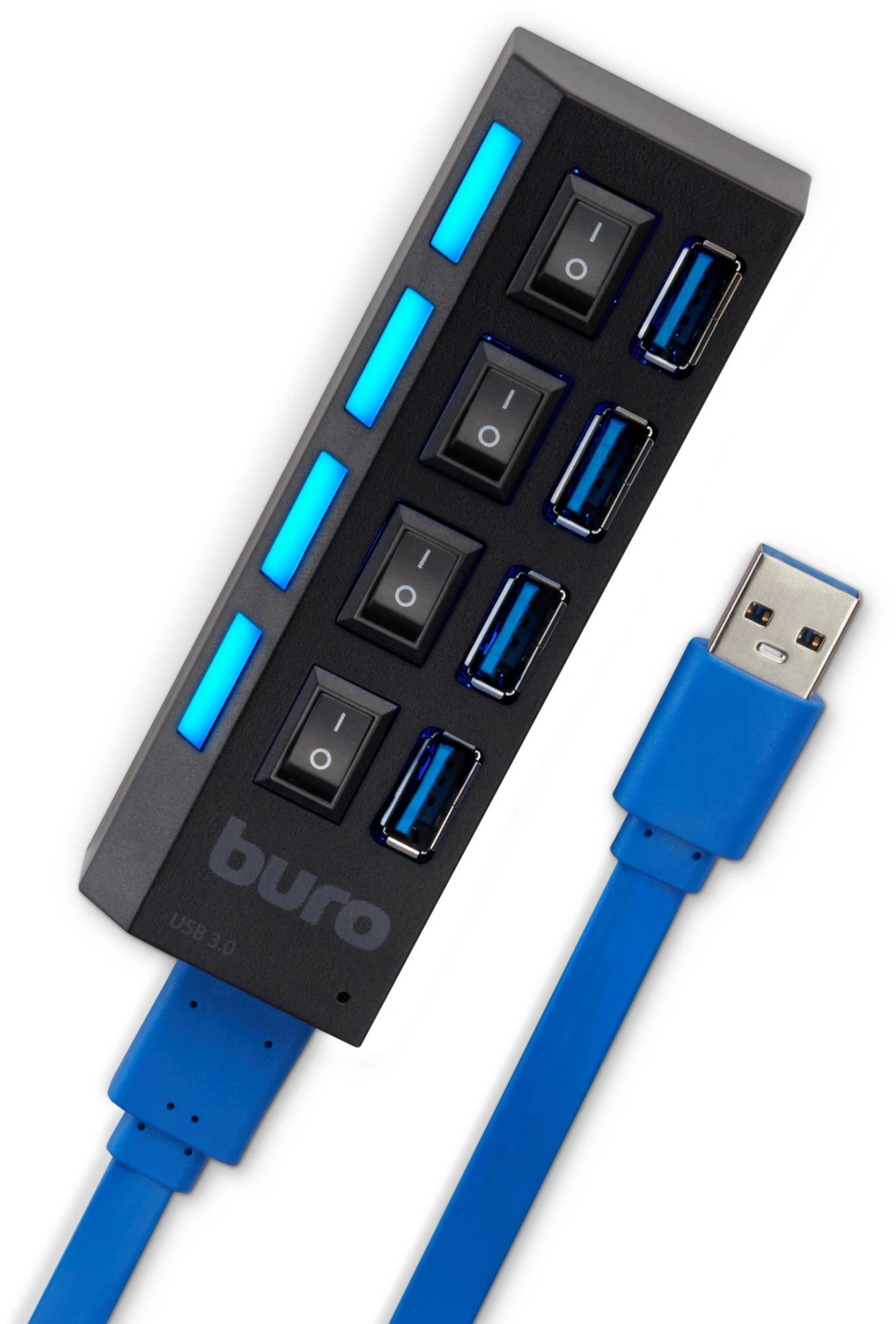 Разветвитель USB 3.0 Buro BU-HUB4-U3.0-L 4порт. черный — миниатюра 3