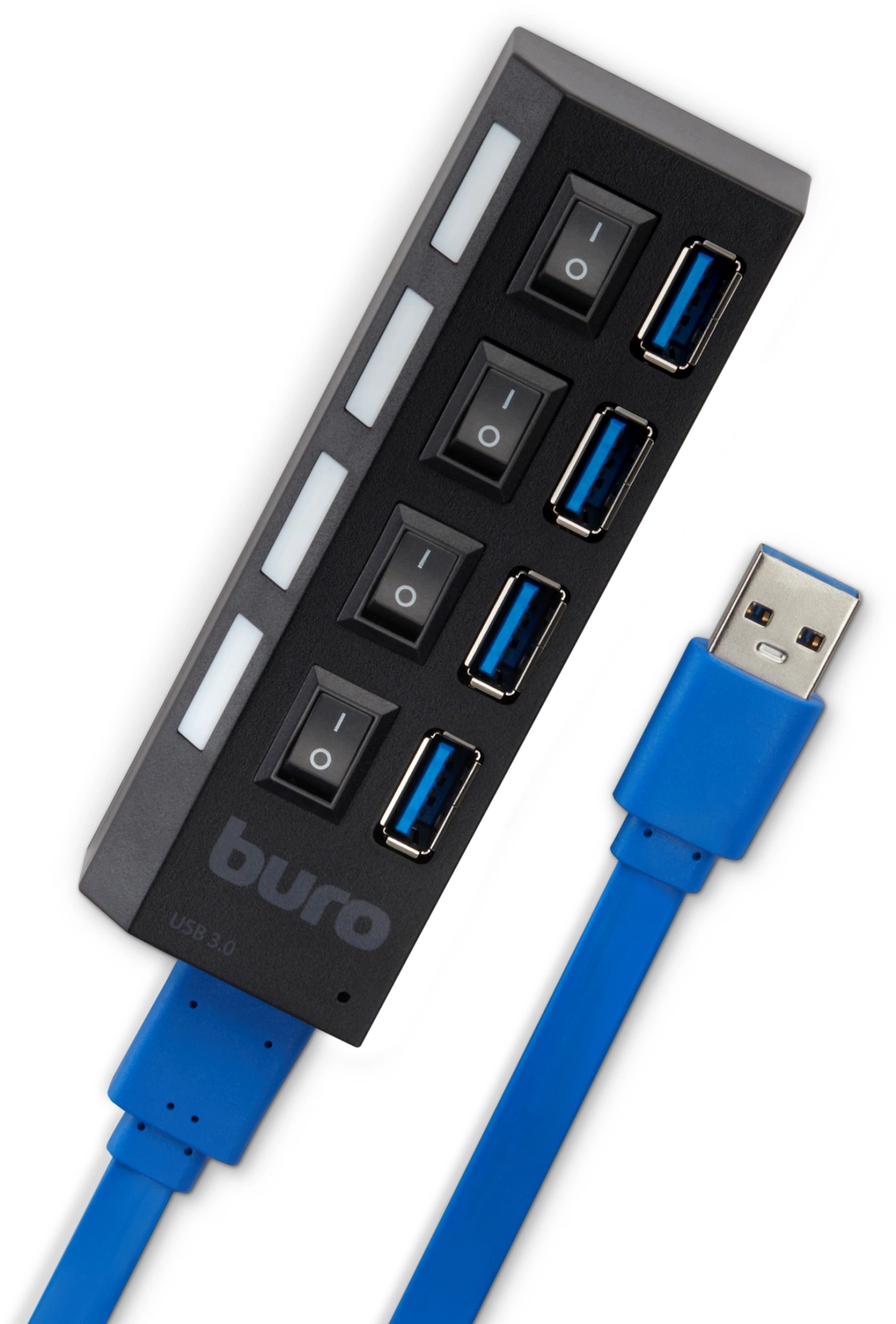 Разветвитель USB 3.0 Buro BU-HUB4-U3.0-L 4порт. черный — миниатюра 4