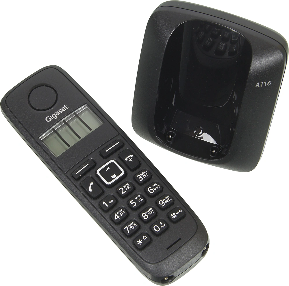 Р/Телефон Dect Gigaset A116 RUS черный АОН — миниатюра 5