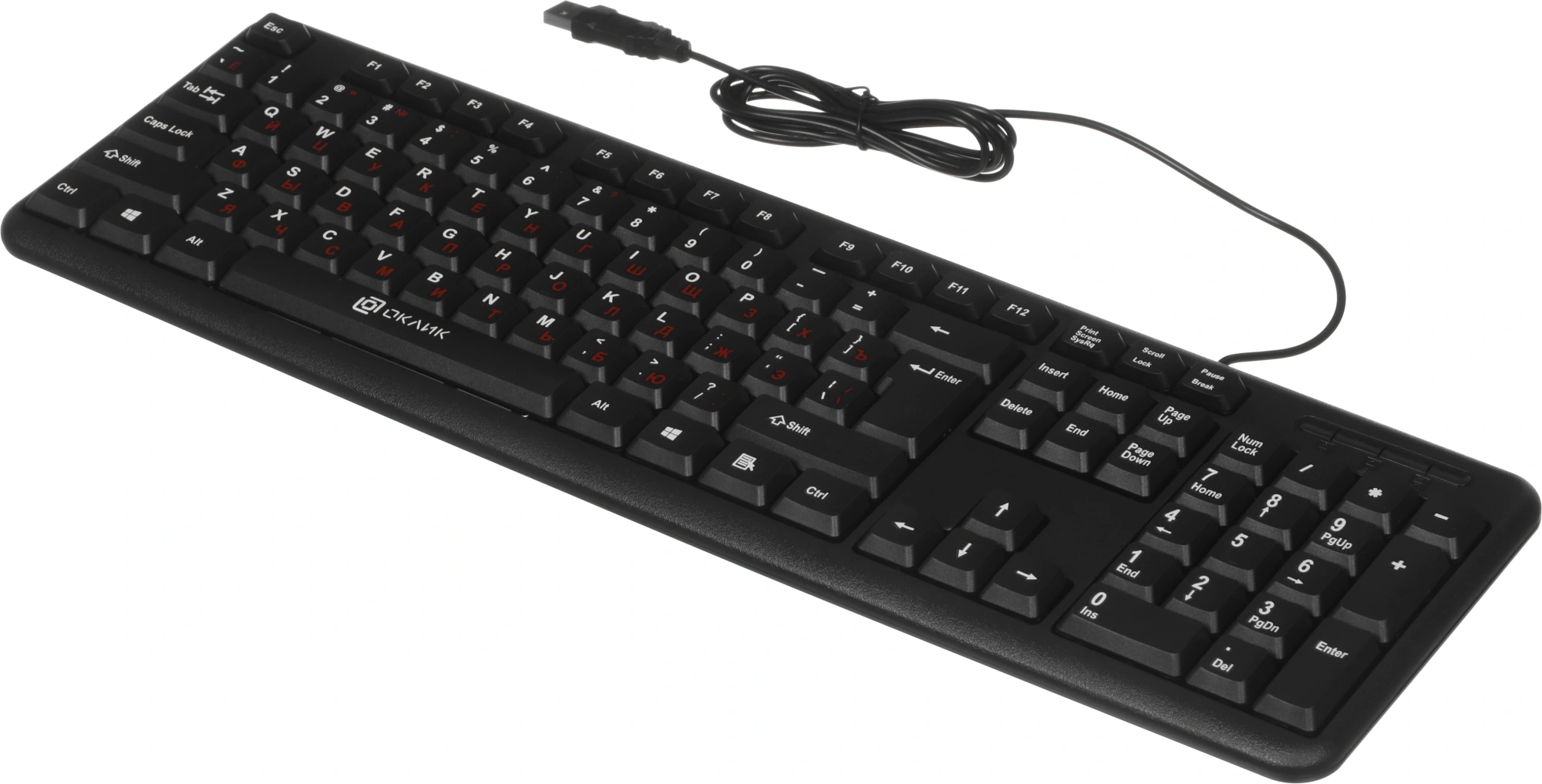 Клавиатура Оклик 90M черный USB (402127) кабель 1.35м — миниатюра 6