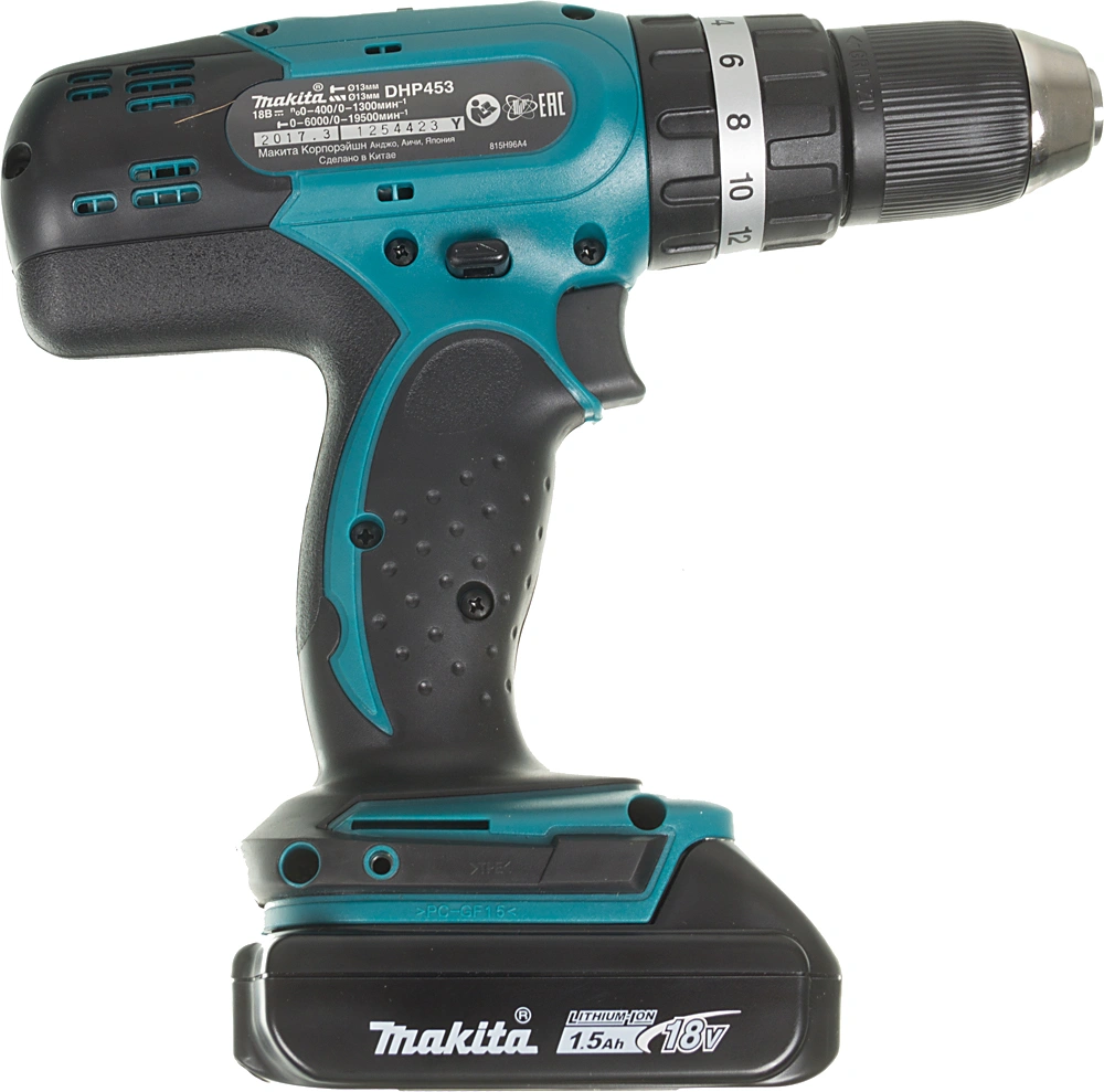Дрель-шуруповерт Makita DHP453SYE аккум. патрон:быстрозажимной (кейс в комплекте) — миниатюра 2