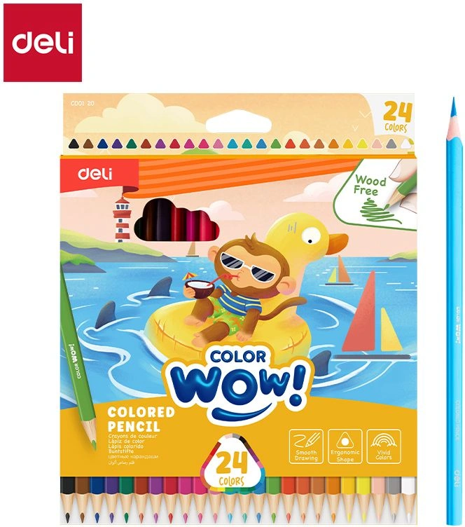 Карандаши цв. Deli EC00120 Colorwow трехгран. пластик 24цв. коробка/европод. (24шт) — фото 1