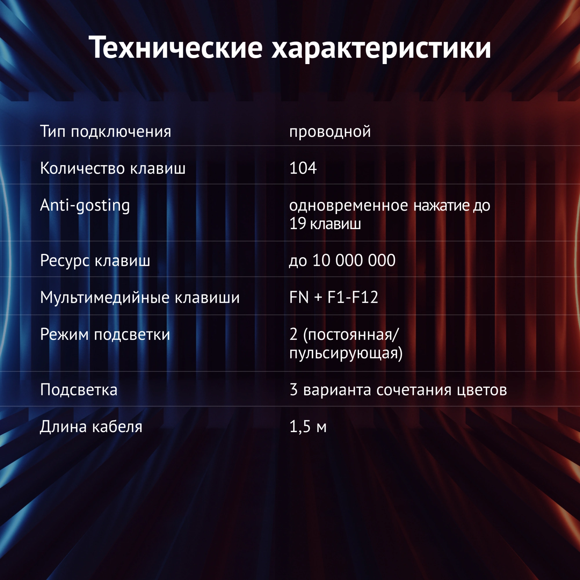 Клавиатура Оклик 780G SLAYER черный USB for gamer LED (412899) кабель 1.5м — миниатюра 7