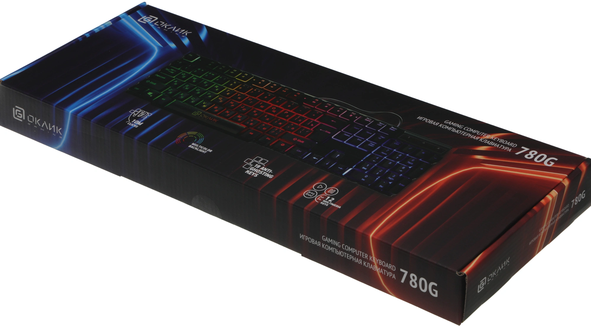 Клавиатура Оклик 780G SLAYER черный USB for gamer LED (412899) кабель 1.5м — миниатюра 12