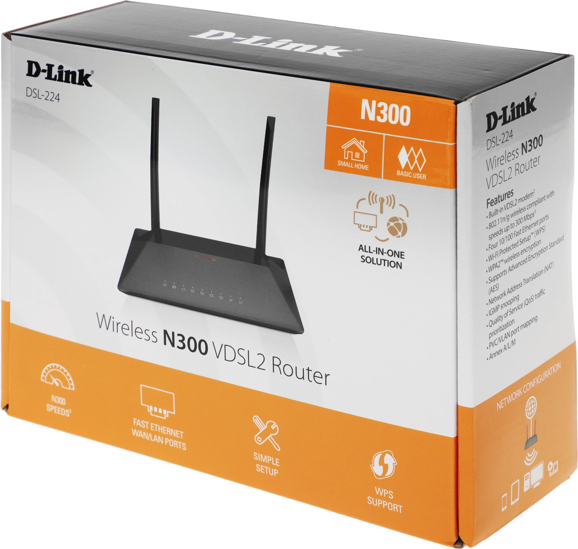 Роутер беспроводной D-Link DSL-224 (DSL-224/R1A) N300 10/100BASE-TX черный — миниатюра 10