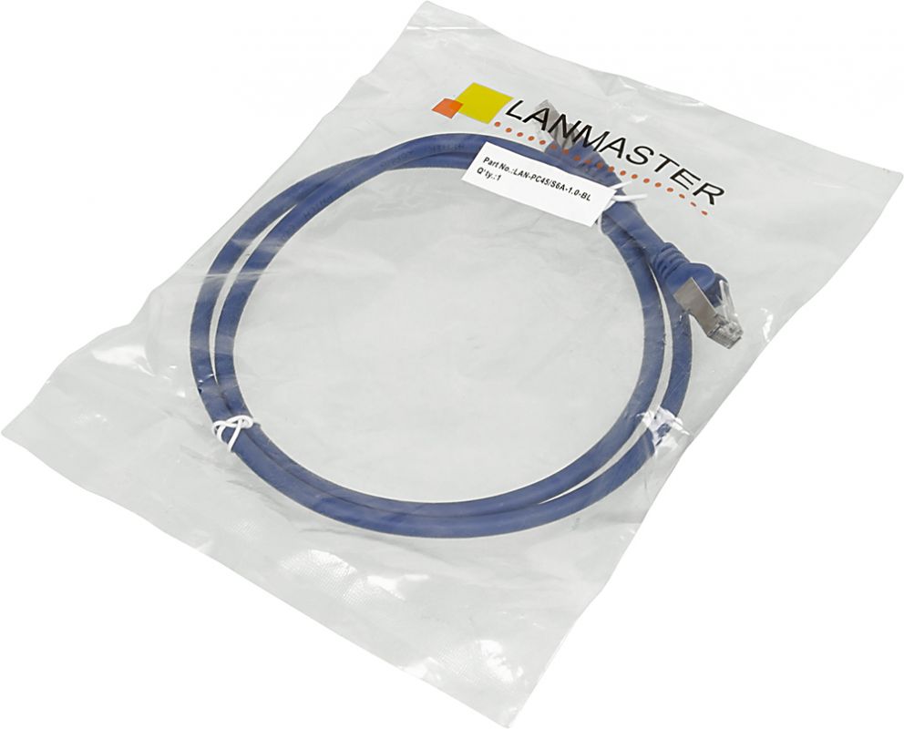 Патч-корд Lanmaster LAN-PC45/S6A-1.0-BL FTP RJ-45 вил.-вилка RJ-45 кат.6A 1м синий LSZH (уп.:1шт) — миниатюра 3