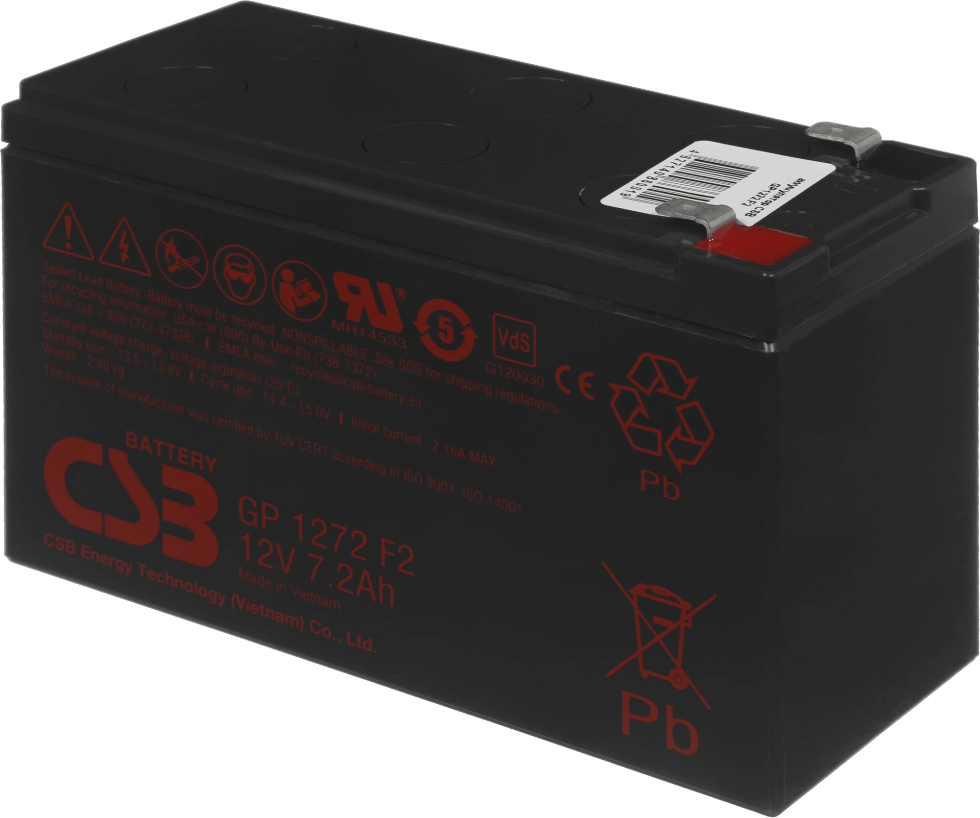 Батарея для ИБП CSB GP1272 F2 12В 7.2Ач — миниатюра 6