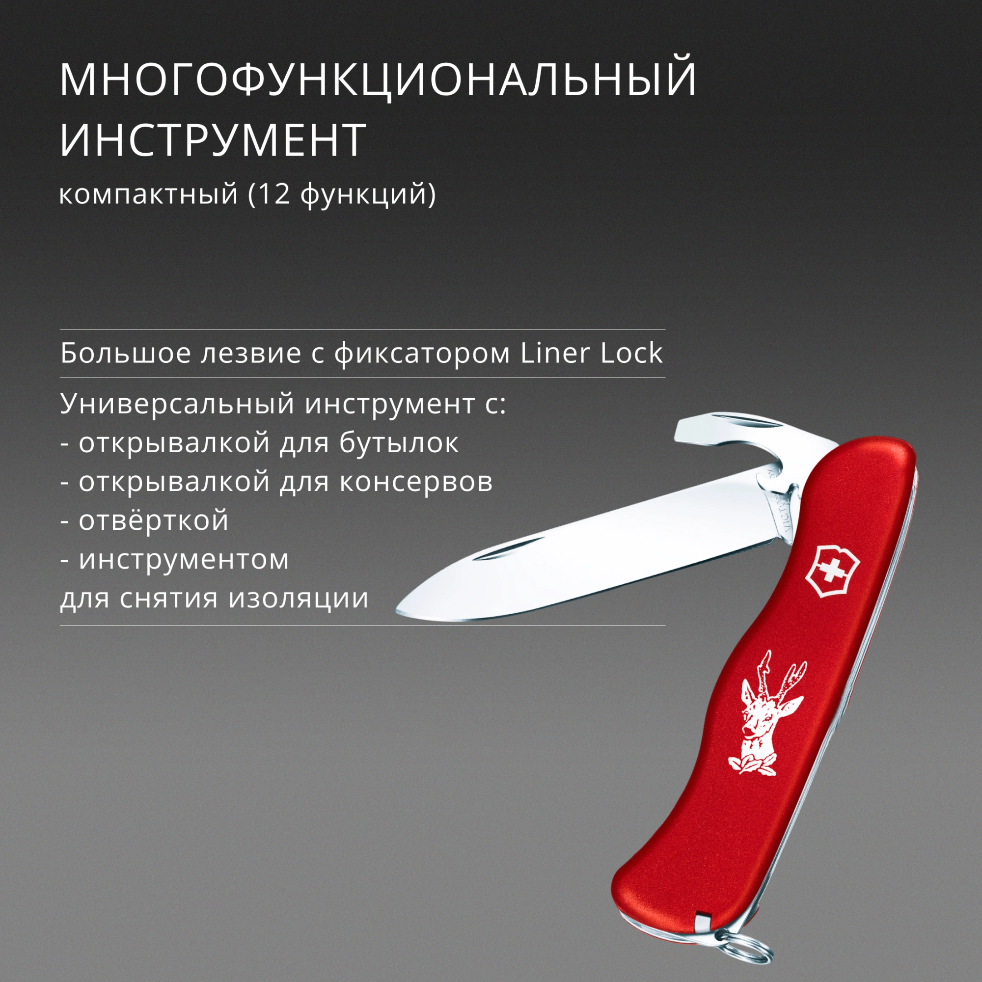 Нож перочинный Victorinox HUNTER (0.8573) 111мм 12функц. красный карт.коробка — миниатюра 5