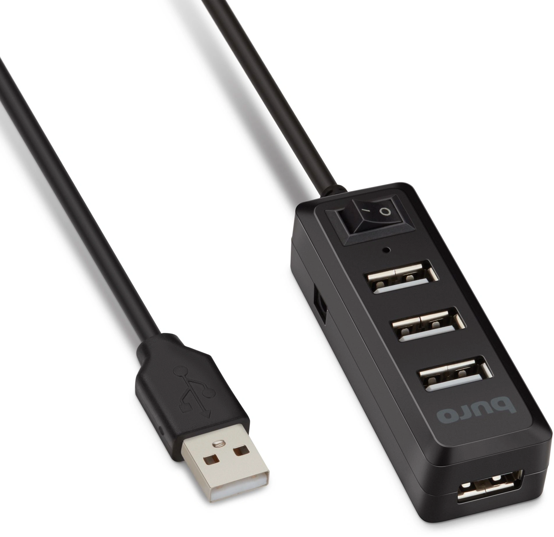 Разветвитель USB 2.0 Buro BU-HUB4-0.5L-U2.0 4порт. черный — миниатюра 3