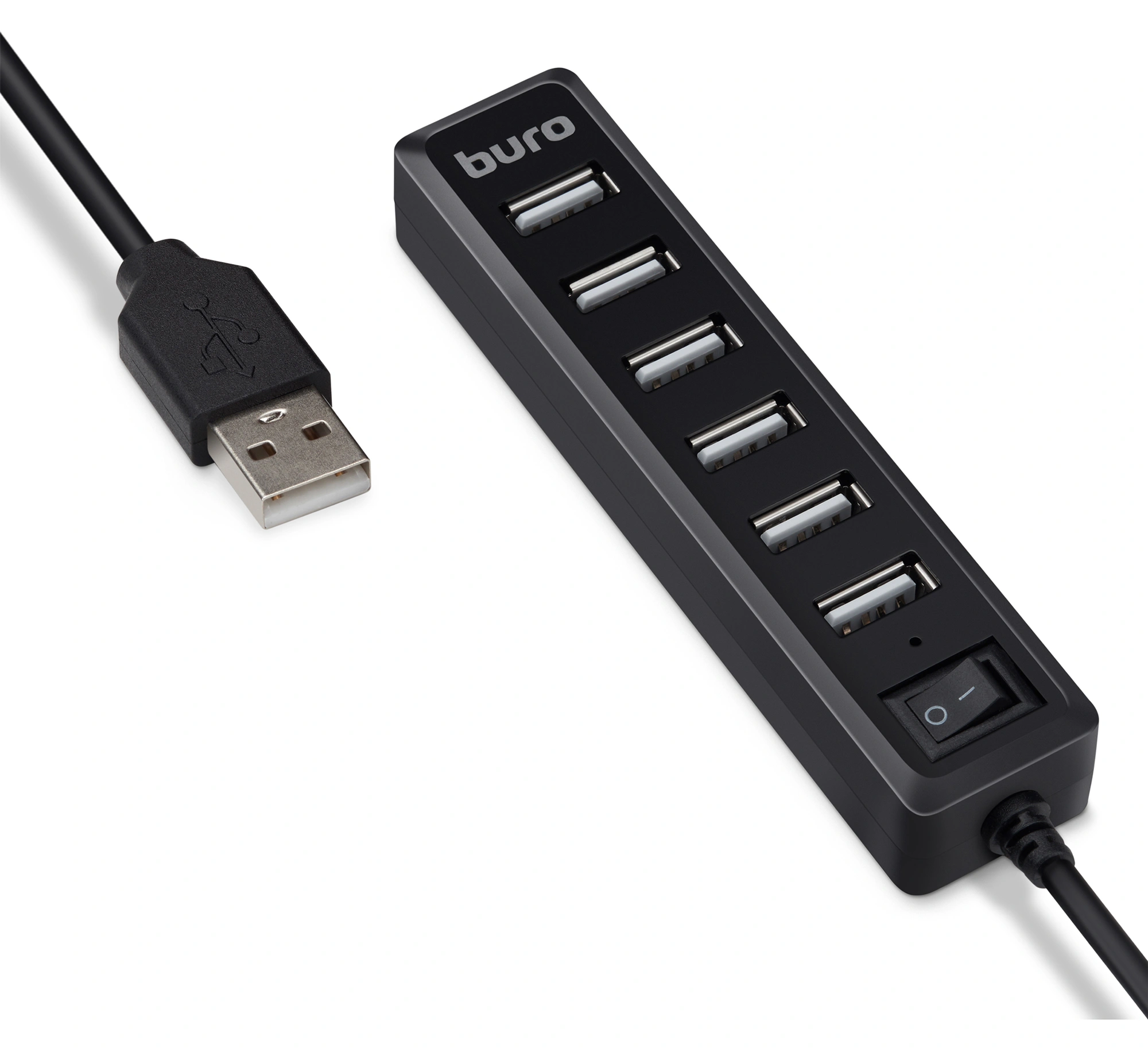 Разветвитель USB 2.0 Buro BU-HUB7-1.0-U2.0 7порт. черный — фото 1
