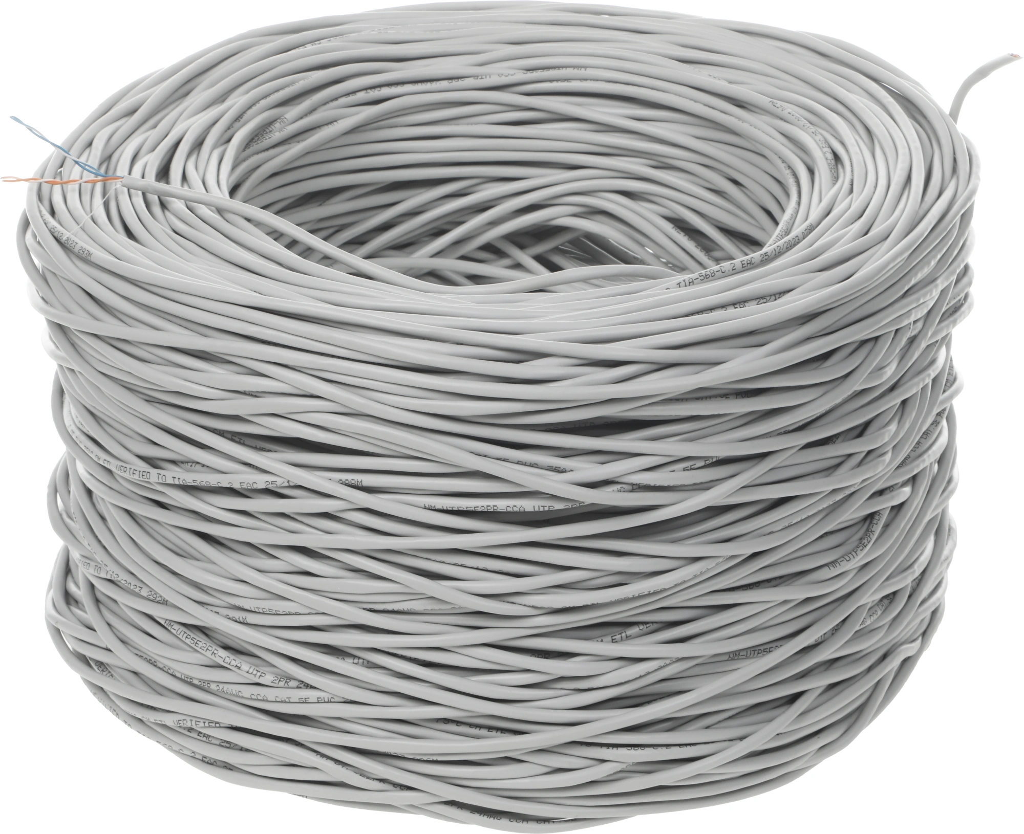 Кабель информационный Lanmaster NM-UTP5E2PR-CCA кат.5E UTP 2 пары 24AWG PVC внутренний 305м серый — миниатюра 2