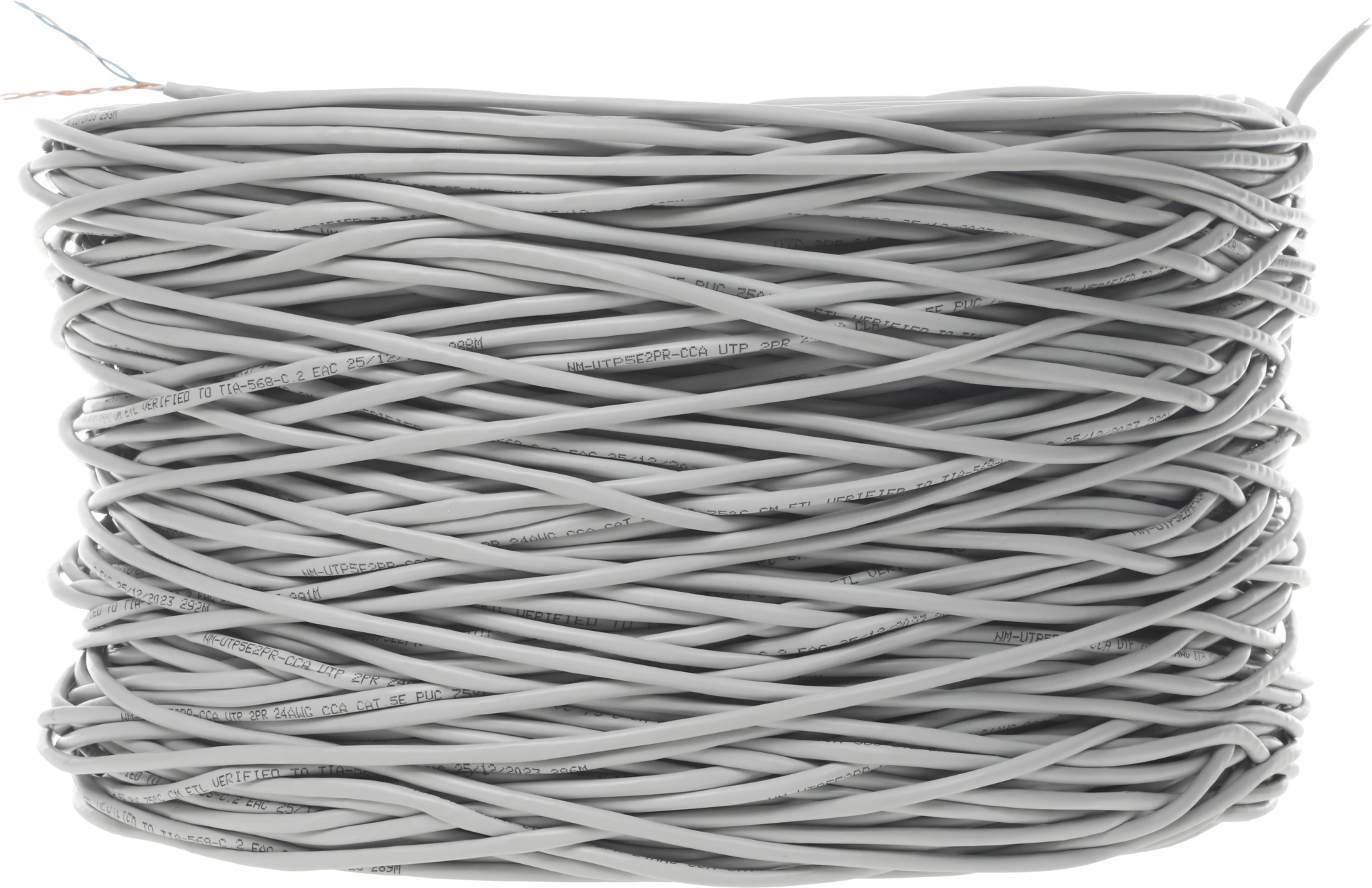 Кабель информационный Lanmaster NM-UTP5E2PR-CCA кат.5E UTP 2 пары 24AWG PVC внутренний 305м серый — миниатюра 3
