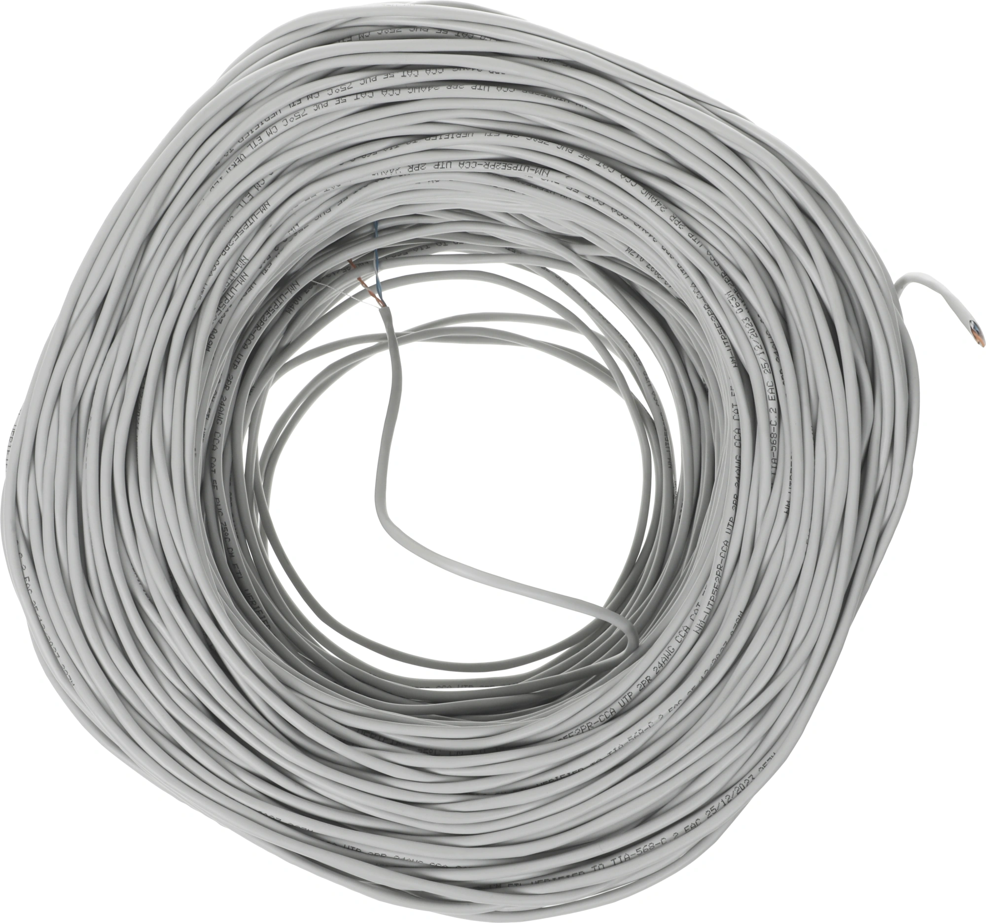 Кабель информационный Lanmaster NM-UTP5E2PR-CCA кат.5E UTP 2 пары 24AWG PVC внутренний 305м серый — миниатюра 5