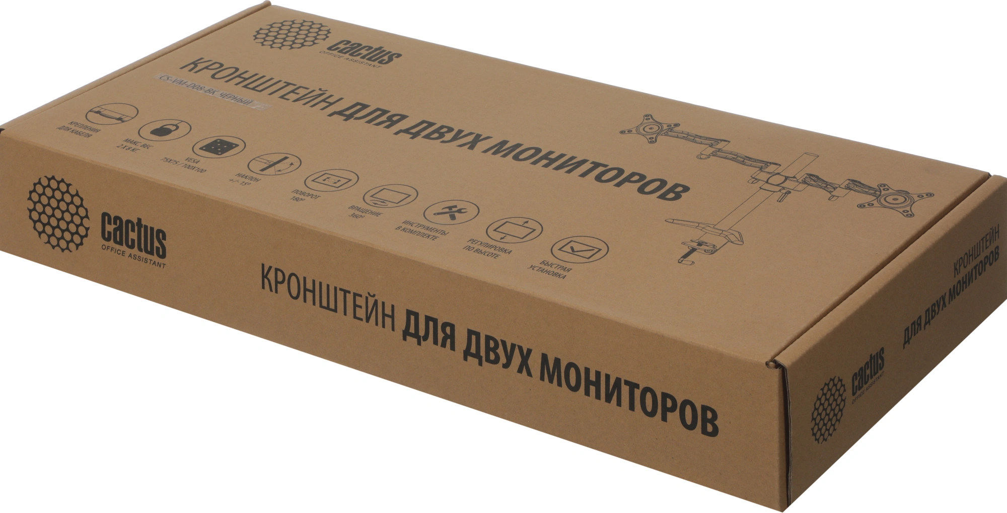 Кронштейн для мониторов Cactus CS-VM-D08-BK черный 13"-27" макс.8кг настольный поворот и наклон — миниатюра 11