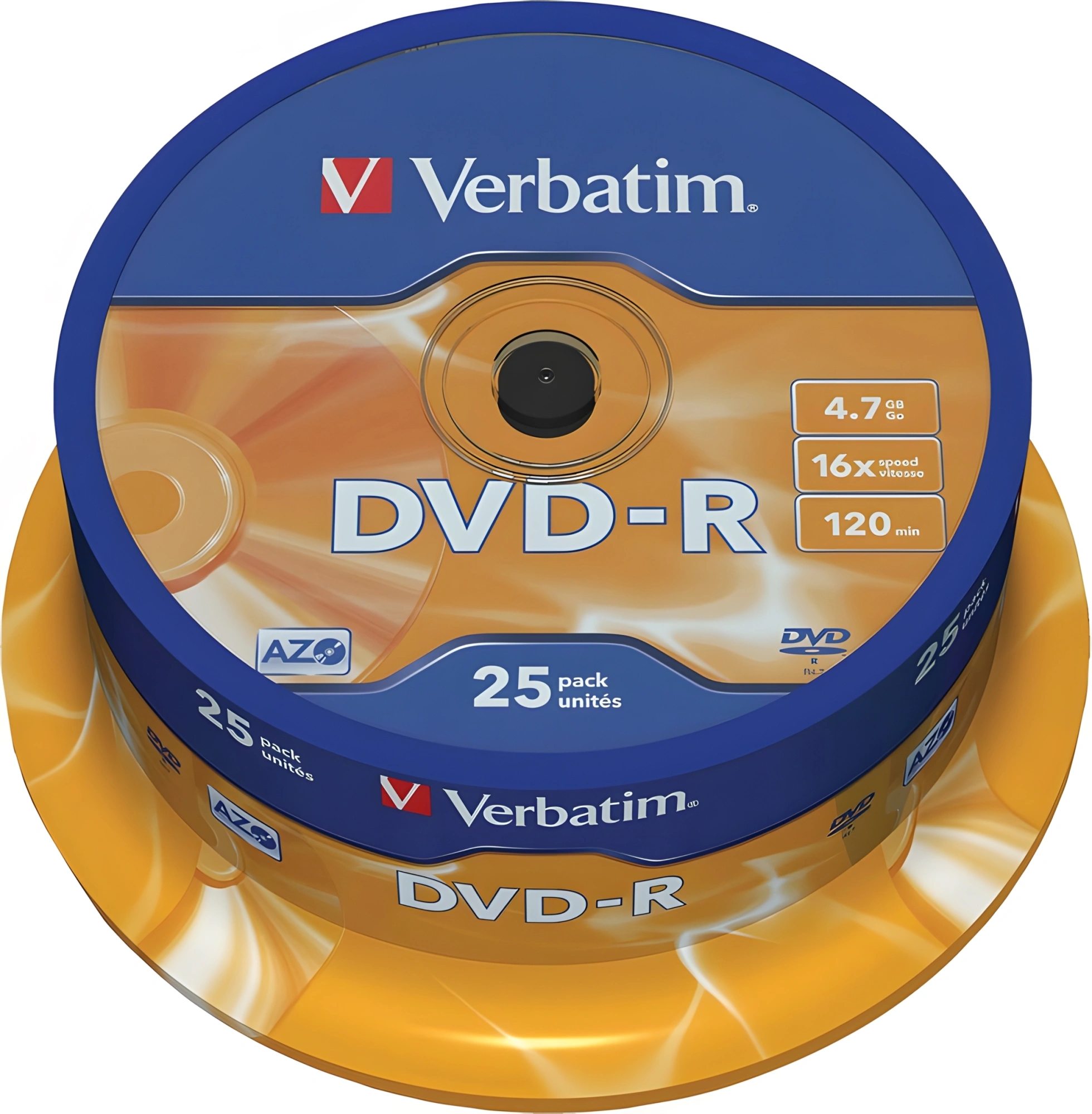 Диск DVD-R Verbatim 4.7Gb 16x Cake Box (25шт) (43522) — миниатюра 2
