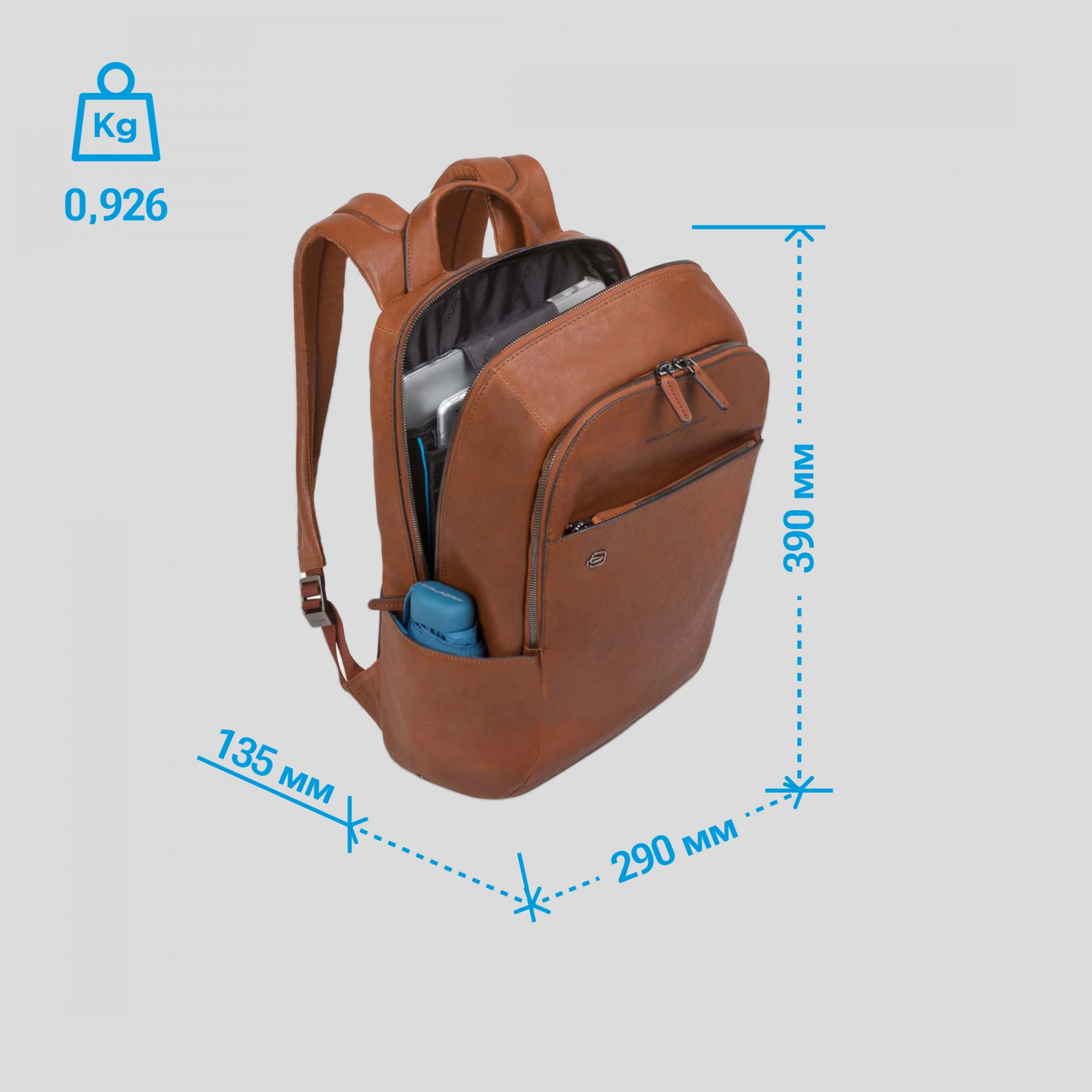 Рюкзак Piquadro Black Square CA3214B3/CU светло-коричневый натур.кожа — миниатюра 4