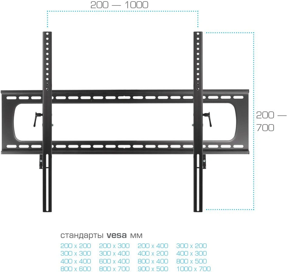 Кронштейн для телевизора Kromax STAR PRO-112 черный 55"-100" макс.103кг настенный наклон — миниатюра 4