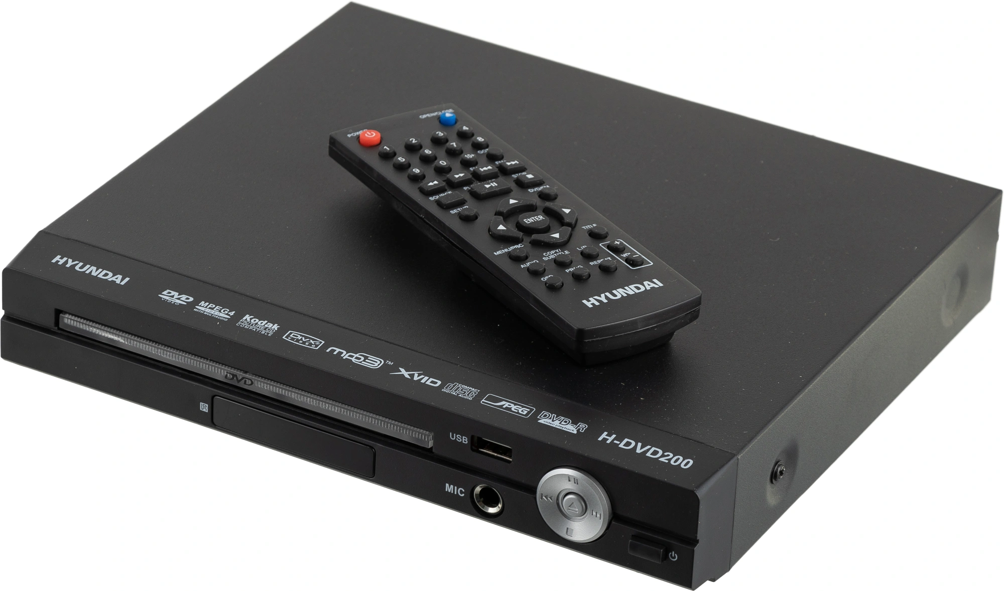 Плеер DVD Hyundai H-DVD200 черный Караоке ПДУ — миниатюра 2