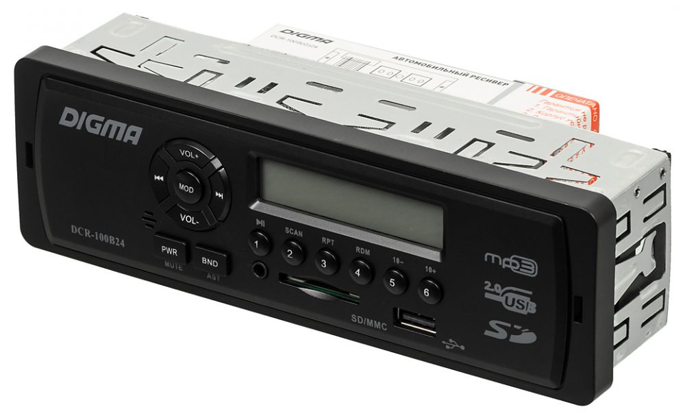 Автомагнитола Digma DCR-100B24 1DIN 4x45Вт — миниатюра 2