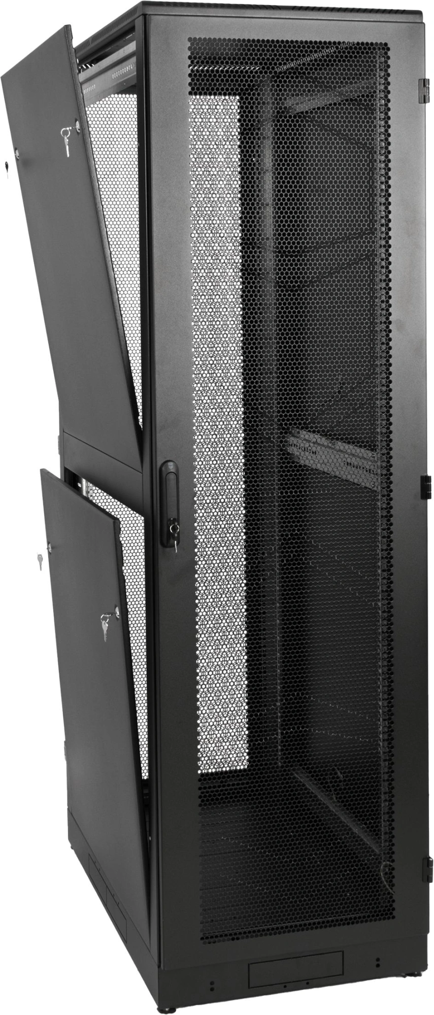 Шкаф коммутационный ЦМО (ШТК-М-42.6.8-1ААА-9005) напольный 42U 600x800мм пер.дв.стекл задн.дв.стал.лист 2 бок.пан. 550кг черный — миниатюра 6