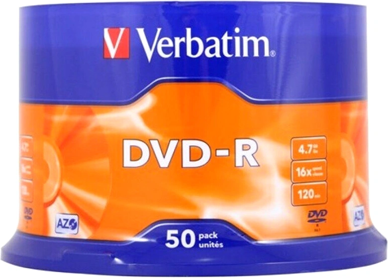 Диск DVD-R Verbatim 4.7Gb 16x Cake Box (50шт) (43548) — миниатюра 2