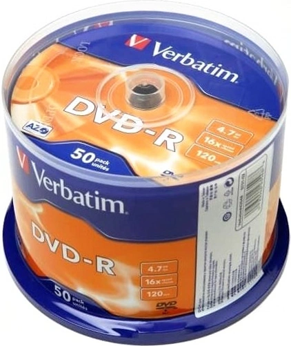 Диск DVD-R Verbatim 4.7Gb 16x Cake Box (50шт) (43548) — миниатюра 3