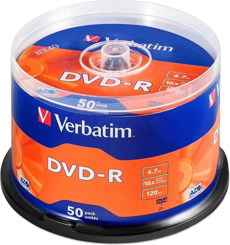 Диск DVD-R Verbatim 4.7Gb 16x Cake Box (50шт) (43548) — миниатюра 4