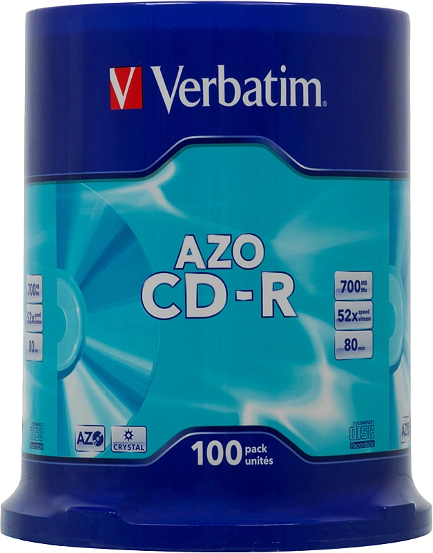 Диск CD-R Verbatim 700Mb 52x Cake Box (100шт) (43430) — миниатюра 2