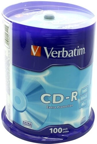 Диск CD-R Verbatim 700Mb 52x Cake Box (100шт) (43430) — миниатюра 3