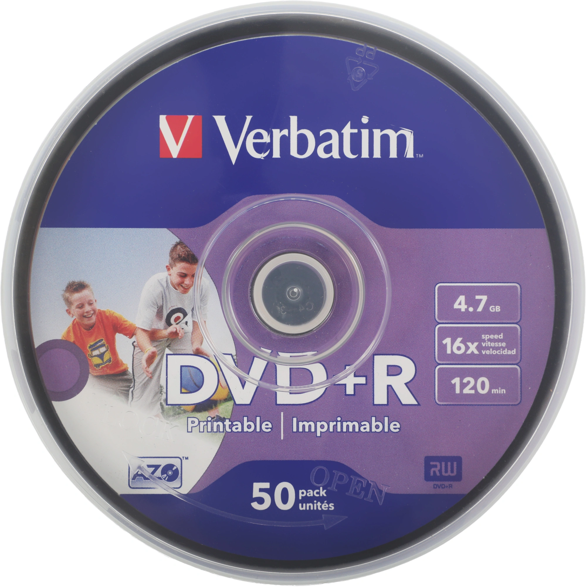 Диск DVD+R Verbatim 4.7Gb 16x Cake Box (50шт) Printable (43512) — миниатюра 3