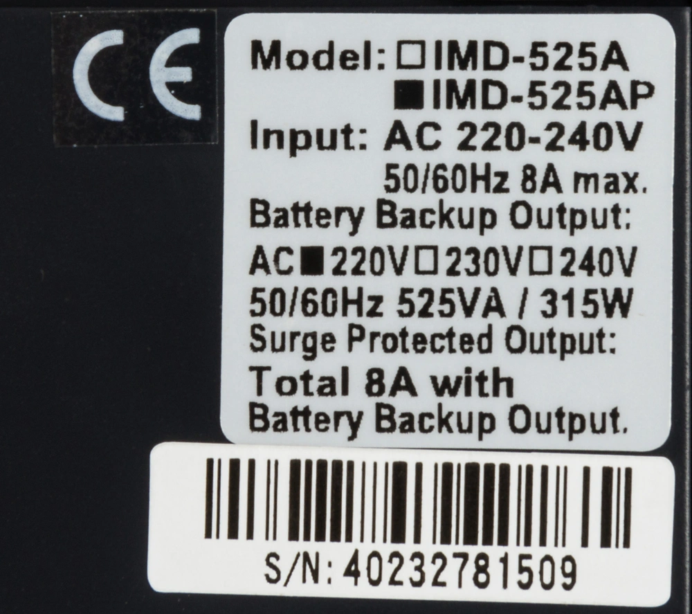 Источник бесперебойного питания Powercom Imperial IMD-525AP 315Вт 525ВА черный — миниатюра 6