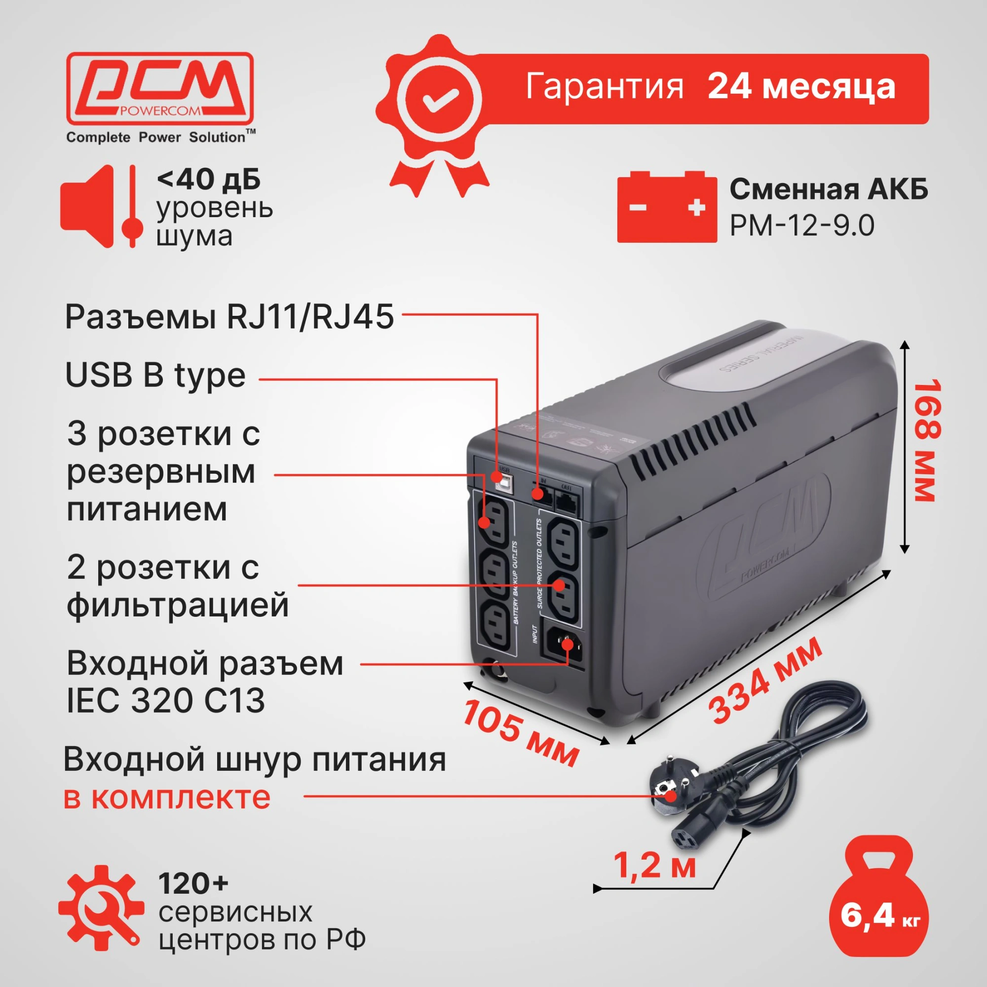 Источник бесперебойного питания Powercom Imperial IMD-825AP 495Вт 825ВА черный — миниатюра 11