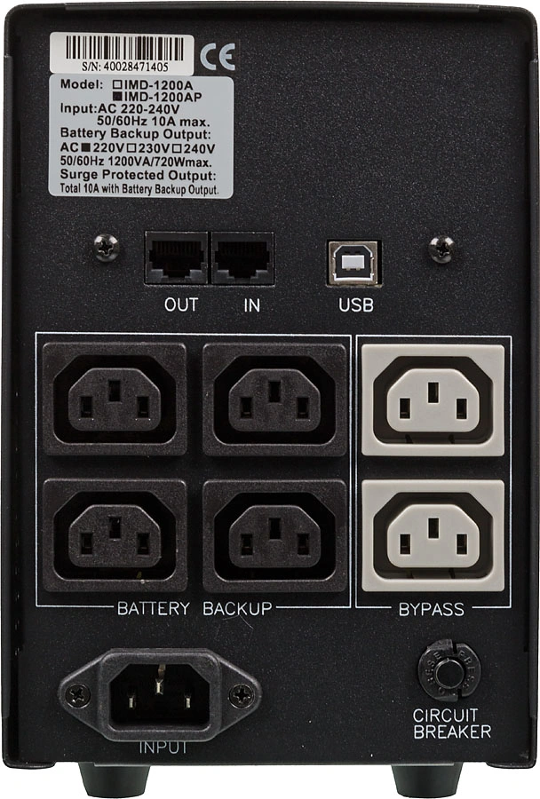 Источник бесперебойного питания Powercom Imperial IMD-1200AP 720Вт 1200ВА черный — миниатюра 3