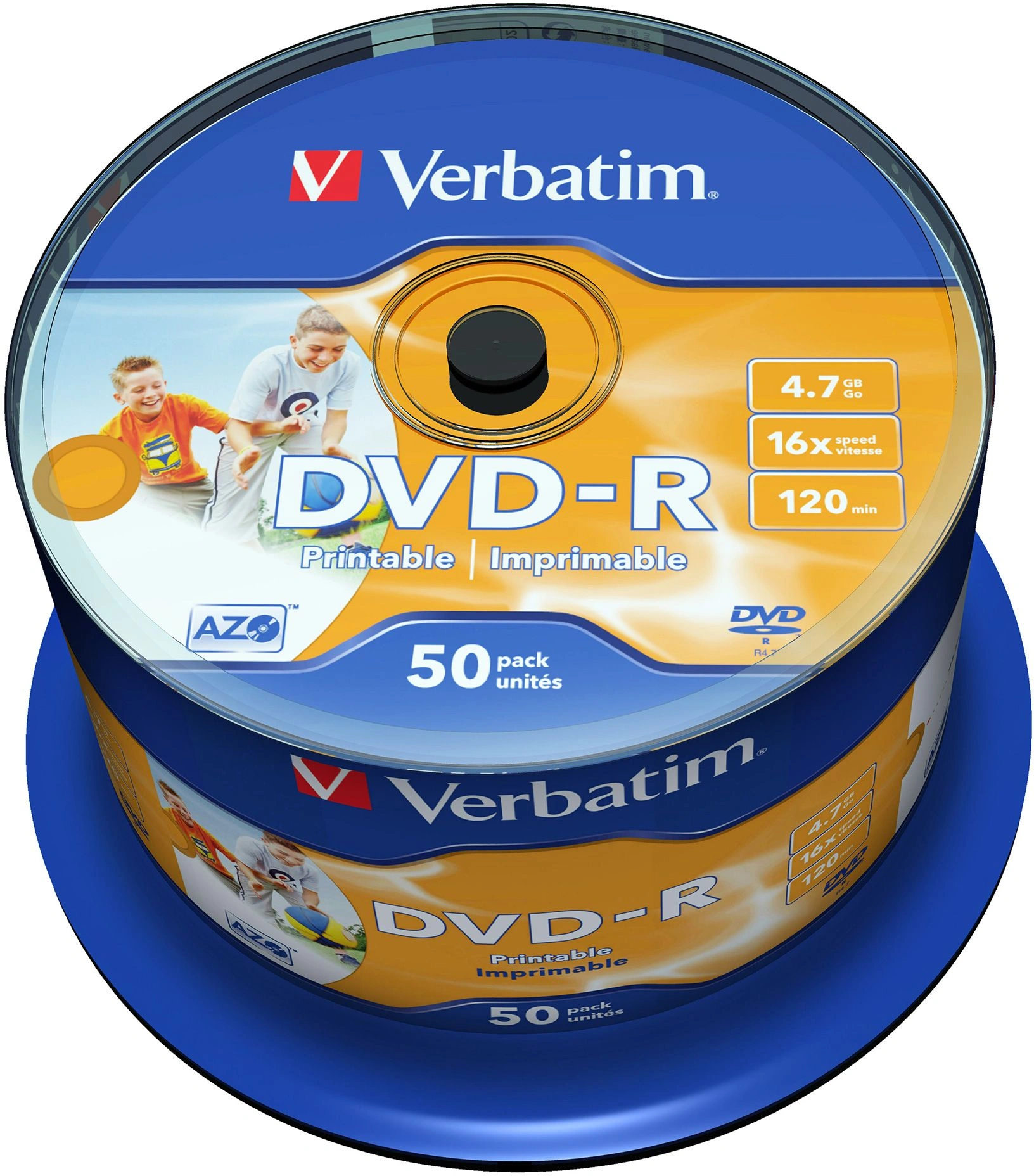 Диск DVD-R Verbatim 4.7Gb 16x Cake Box (50шт) Printable (43533) — миниатюра 3