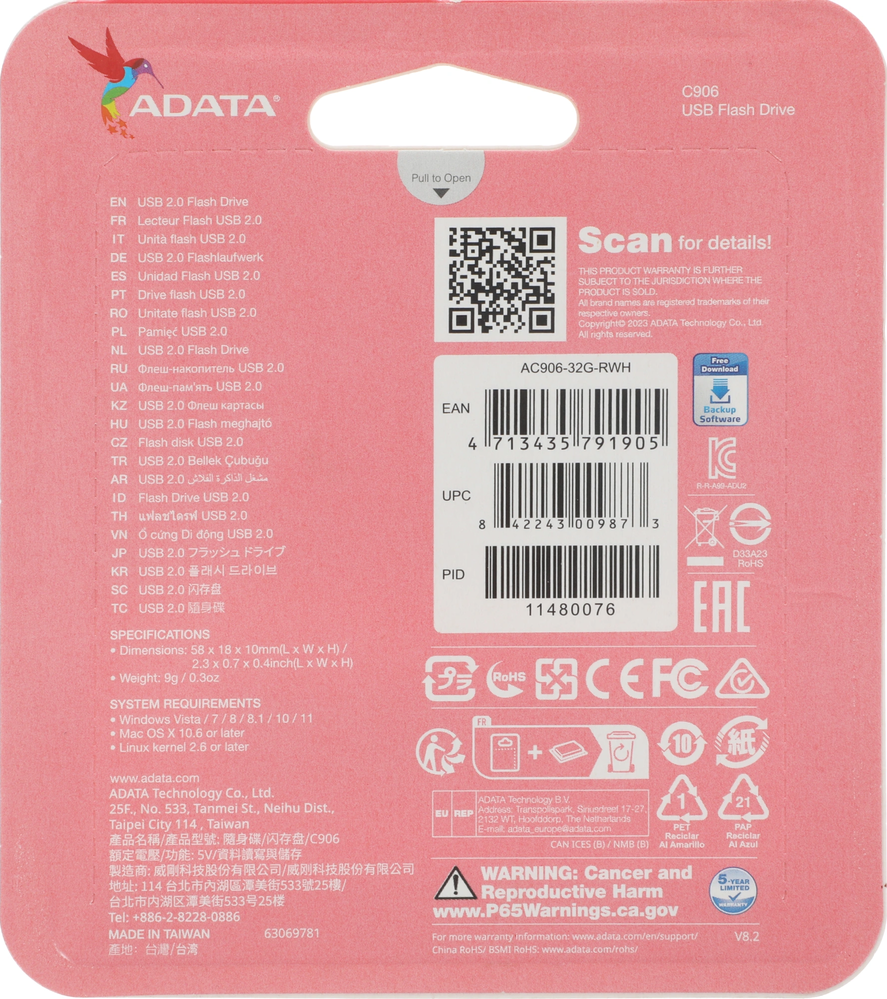 Флеш Диск A-Data 32Gb Classic C906 AC906-32G-RWH USB2.0 белый — миниатюра 8