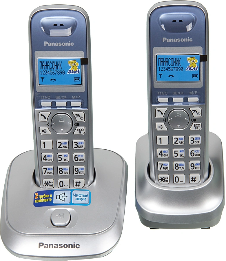 Р/Телефон Dect Panasonic KX-TG2512RUS серебристый (труб. в компл.:2шт) АОН — фото 1