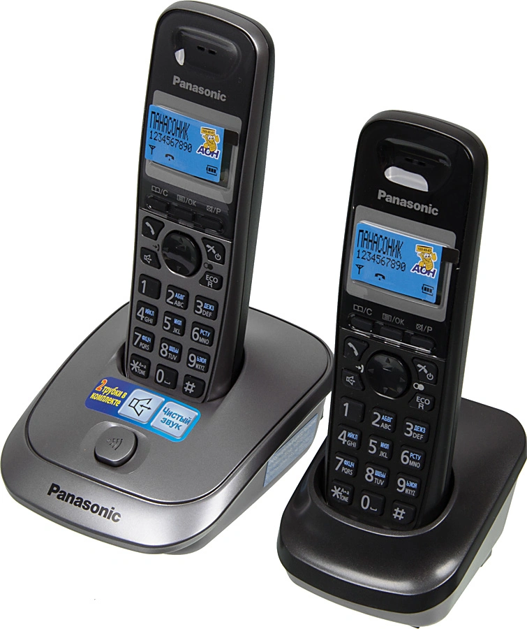 Р/Телефон Dect Panasonic KX-TG2512RU1 серый металлик (труб. в компл.:2шт) АОН — миниатюра 2