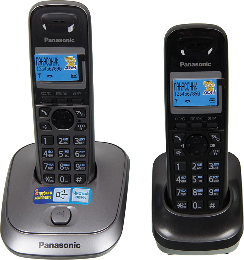 Р/Телефон Dect Panasonic KX-TG2512RU1 серый металлик (труб. в компл.:2шт) АОН — фото 1