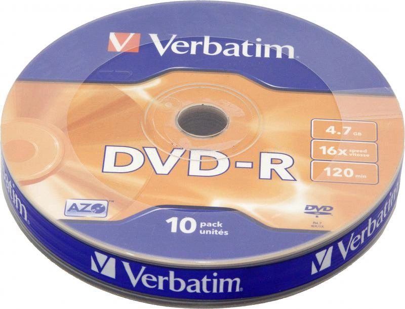 Диск DVD-R Verbatim 4.7Gb 16x bulk (10шт) (43729)
